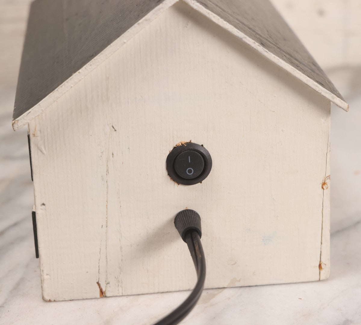 Lot 025 - Vintage Folk Art Light Up White Church With Steeple, Signed A.W. Bean 1946, Plymouth, Rewired, 12" H