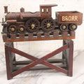 Lot 026 - Vintage Toy Train By William Mason, Baltimore & Ohio Rail Road Locomotive And Tender On Custom Built Wooden Bridge Display, Missing Some Original Components