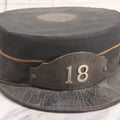 Lot 027 - Antique Orange County Traction Company Trolley Railroad Motorman Hat Number 18 With Leather Badge, Metal Numbers, And Brass Eagle Buttons, Newburgh, New York, Circa Early 20th Century