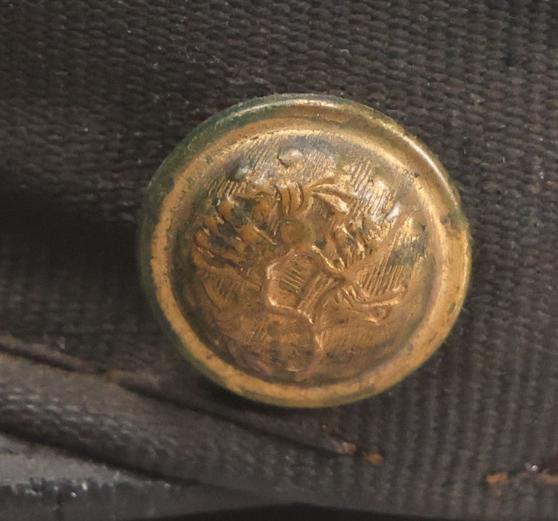 Lot 027 - Antique Orange County Traction Company Trolley Railroad Motorman Hat Number 18 With Leather Badge, Metal Numbers, And Brass Eagle Buttons, Newburgh, New York, Circa Early 20th Century