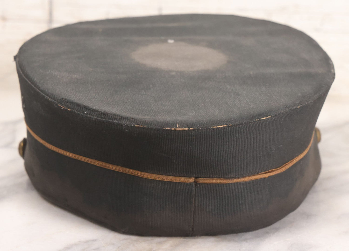 Lot 027 - Antique Orange County Traction Company Trolley Railroad Motorman Hat Number 18 With Leather Badge, Metal Numbers, And Brass Eagle Buttons, Newburgh, New York, Circa Early 20th Century