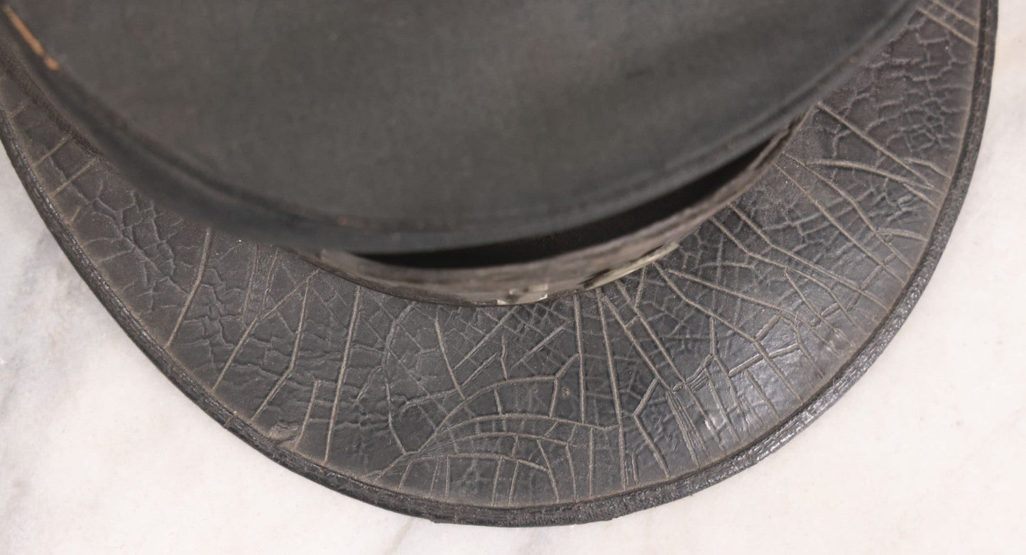 Lot 027 - Antique Orange County Traction Company Trolley Railroad Motorman Hat Number 18 With Leather Badge, Metal Numbers, And Brass Eagle Buttons, Newburgh, New York, Circa Early 20th Century