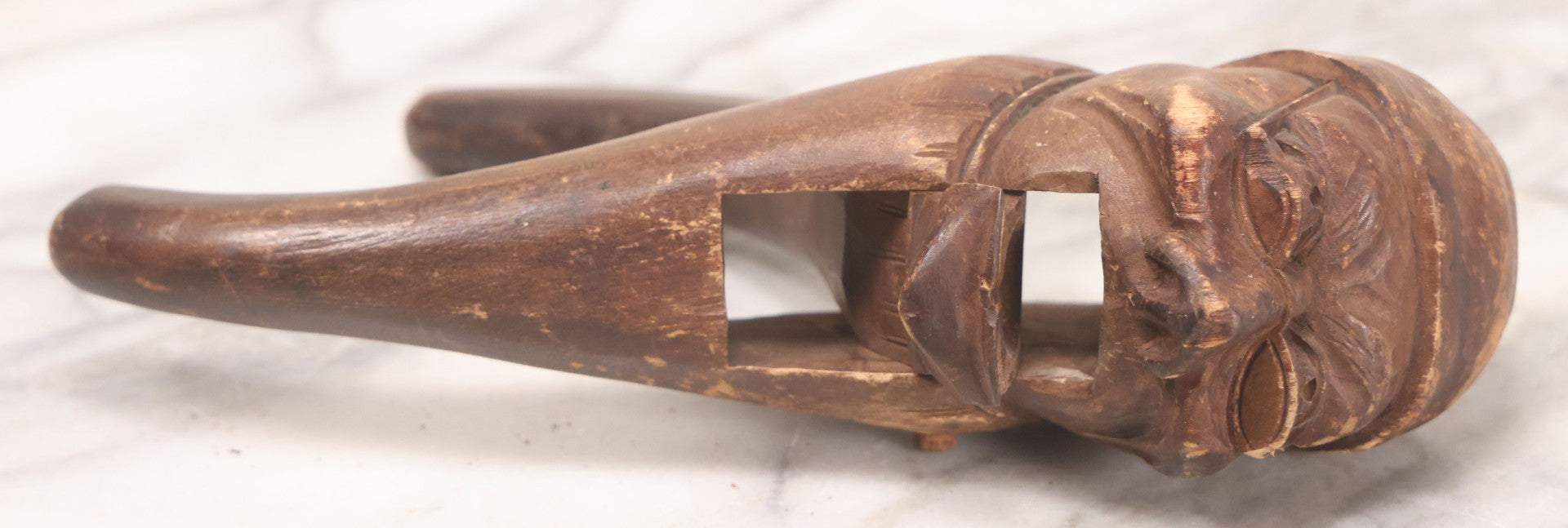 Lot 033 - Vintage Carved Folk Art Wooden Nutcracker Depicting A Human Head, 8" H