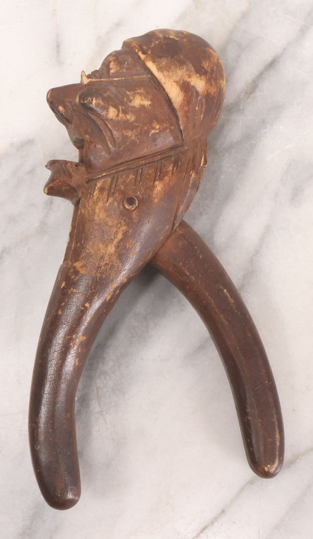 Lot 033 - Vintage Carved Folk Art Wooden Nutcracker Depicting A Human Head, 8" H