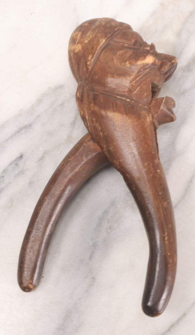 Lot 033 - Vintage Carved Folk Art Wooden Nutcracker Depicting A Human Head, 8" H