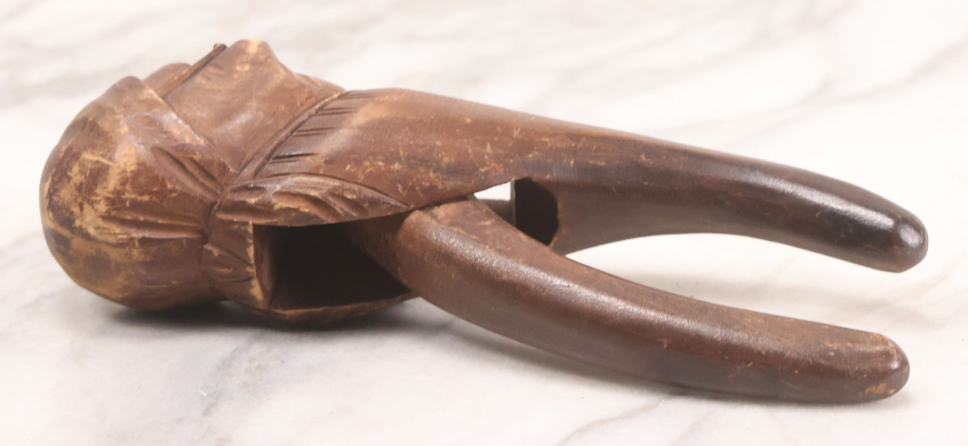 Lot 033 - Vintage Carved Folk Art Wooden Nutcracker Depicting A Human Head, 8" H