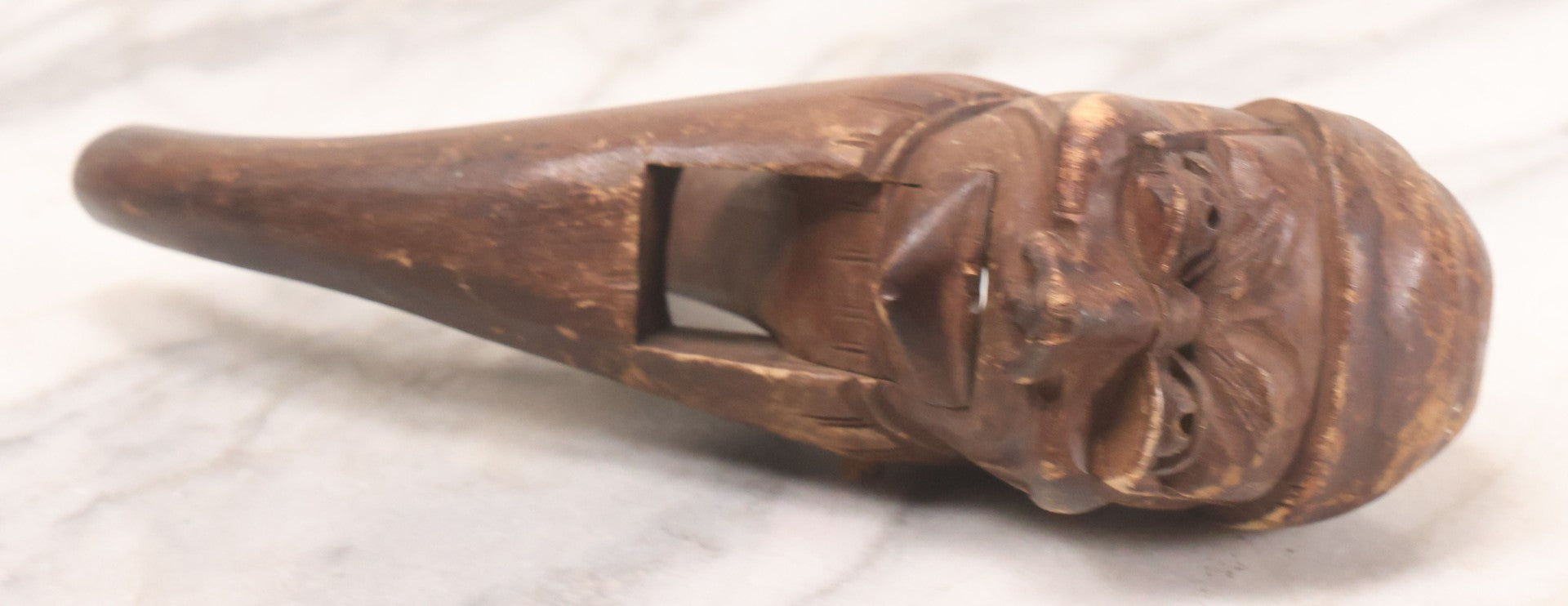 Lot 033 - Vintage Carved Folk Art Wooden Nutcracker Depicting A Human Head, 8" H