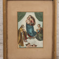 Lot 038 - Antique Hand Colored Print After Raffaello Santi "The Sistine Madonna" With Cherubs, Matted And Framed, 7-1/4" x 9-1/4"