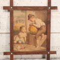 Lot 040 - Antique Framed Chromolithograph Print Depicting Children Carving A Jack O'Lantern From The American Agriculturalist After B.F. Reinhart, 1872, Published By Bencke & Scott, 16-1/2" x 19"