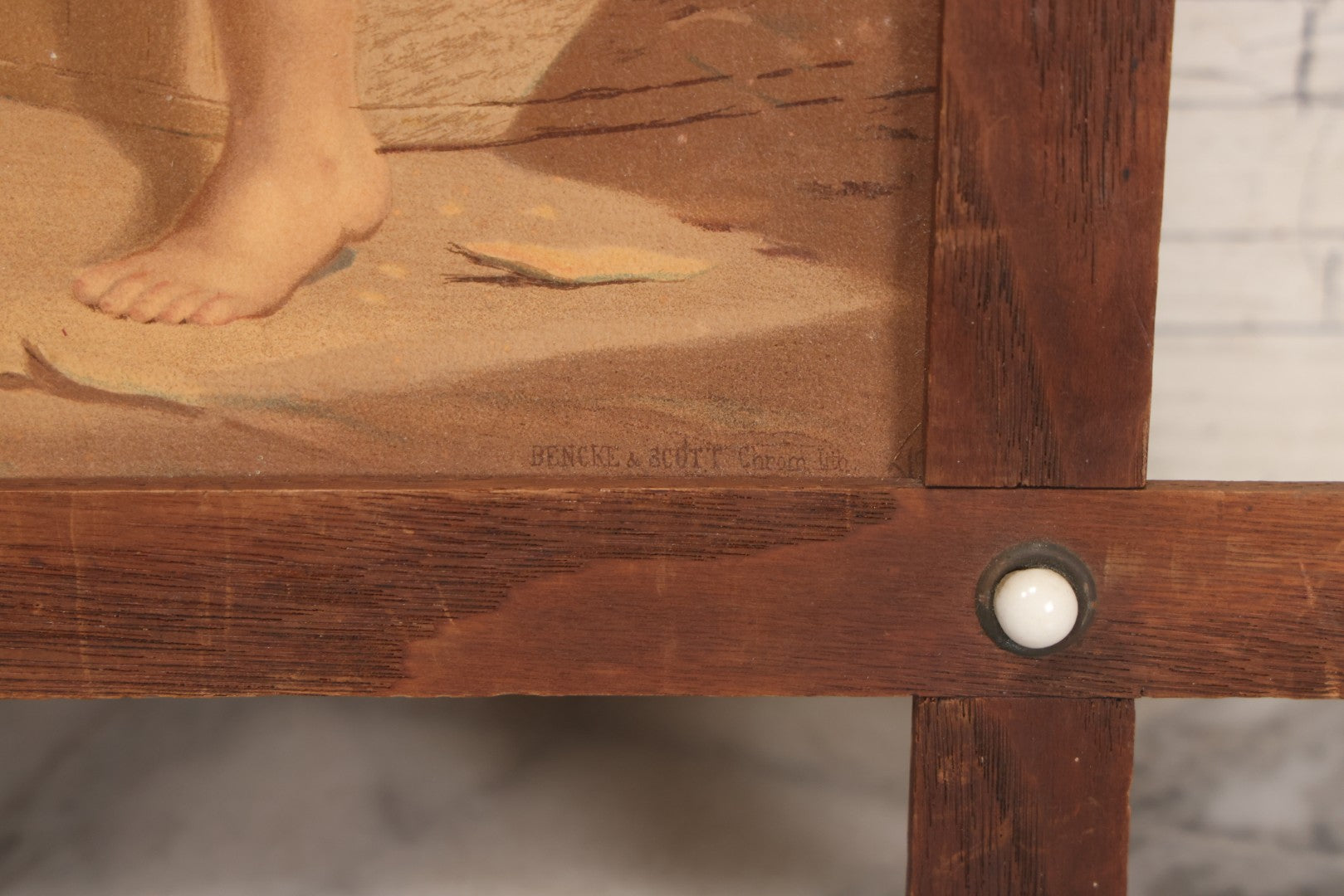 Lot 040 - Antique Framed Chromolithograph Print Depicting Children Carving A Jack O'Lantern From The American Agriculturalist After B.F. Reinhart, 1872, Published By Bencke & Scott, 16-1/2" x 19"