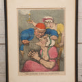 Lot 041 - Antique Hand Colored Caricature Print "The Coblers Cure For A Scolding Wife" By Thomas Rowlandson, Depicting A Cobler Sewing His Wife's Mouth Shut, Published By Thomas Tegg, Circa 1810, Framed, No Glass, 14-1/8" x 18-5/8"