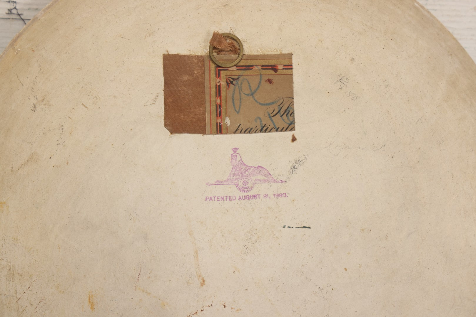 Lot 044 - Antique Folk Art Hand Painted Papier Mache Charger With Stone Bridge, Mountain Lake Landscape, And Cloudy Sky, Circa 1880, 12-1/8" Diameter