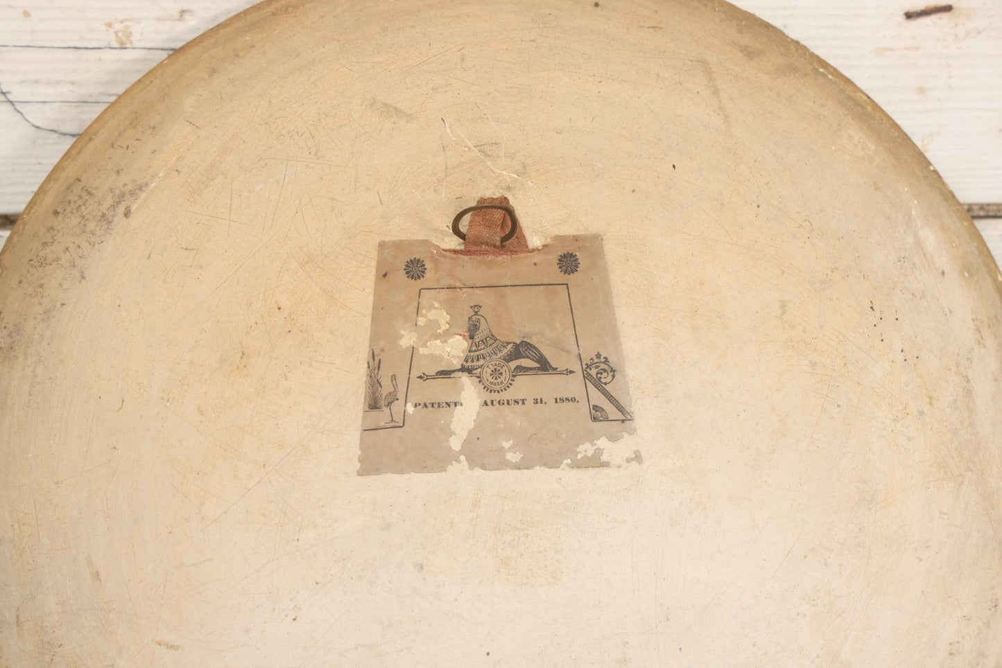 Lot 045 - Antique Folk Art Hand Painted Papier Mache Charger With Rustic Cottage, Mountain Landscape, And Autumn Trees, Circa 1880, 12" Diameter