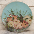 Lot 046 - Antique Folk Art Hand Painted Papier Mache Charger With Floral Bouquet On Blue Ground, Circa 1880, 10-1/8" Diameter