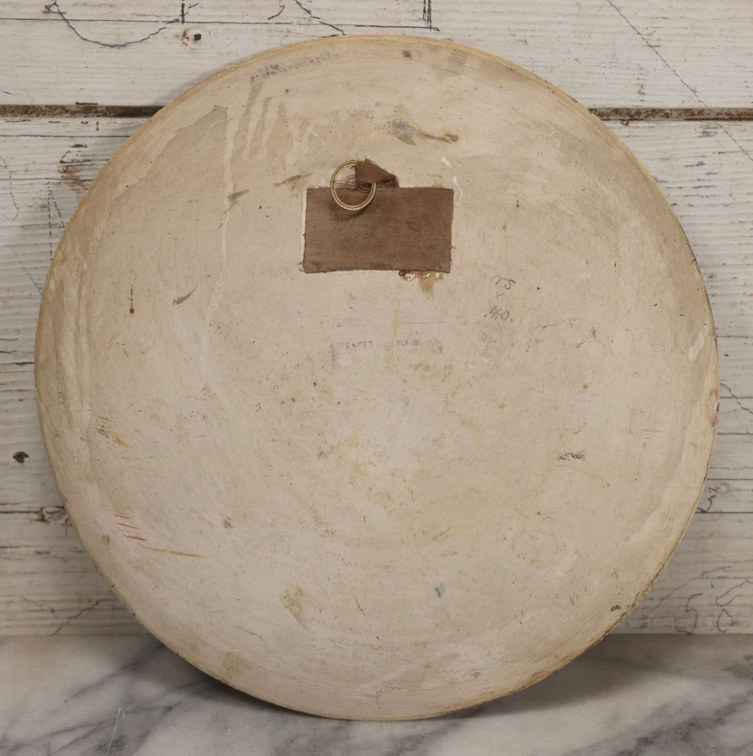 Lot 046 - Antique Folk Art Hand Painted Papier Mache Charger With Floral Bouquet On Blue Ground, Circa 1880, 10-1/8" Diameter