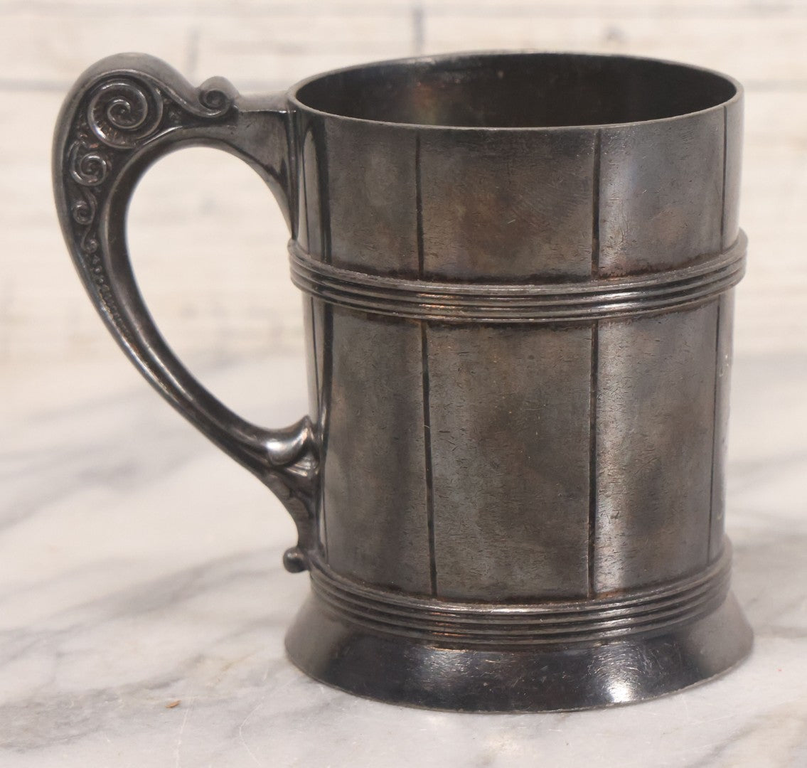 Lot 055 - Vintage Silver Plate Presentation Cup With Handle, Engraved "Freddie From S.W.," Manufactured By Rogers & Bro, Triple Plate , 3-5/8" H