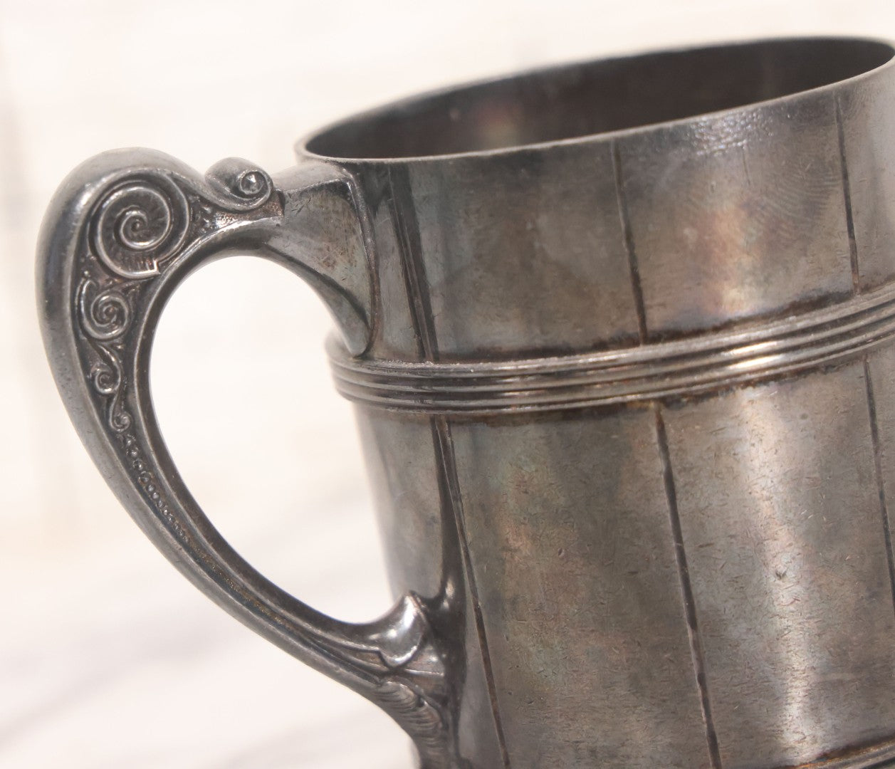 Lot 055 - Vintage Silver Plate Presentation Cup With Handle, Engraved "Freddie From S.W.," Manufactured By Rogers & Bro, Triple Plate , 3-5/8" H