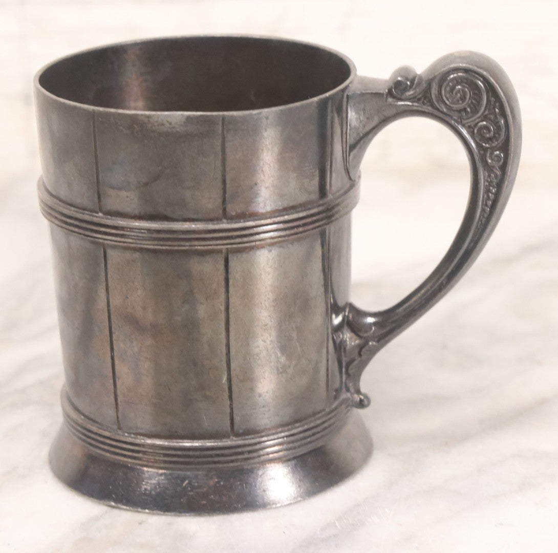 Lot 055 - Vintage Silver Plate Presentation Cup With Handle, Engraved "Freddie From S.W.," Manufactured By Rogers & Bro, Triple Plate , 3-5/8" H