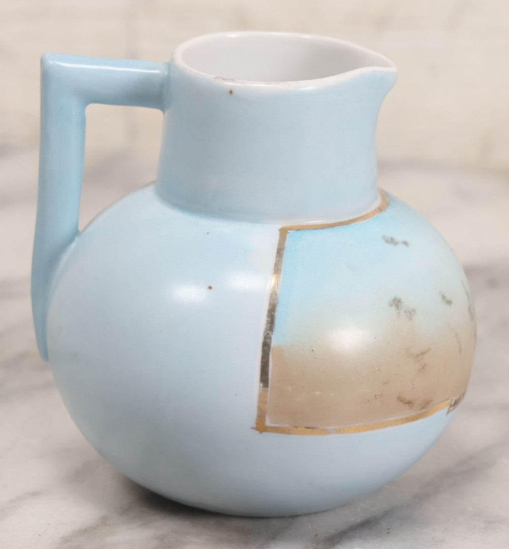 Lot 057 - Vintage Hand Painted German China Creamer Pitcher With Old Man Of The Mountain, White Mountains New Hampshire Souvenir Scene, 3-3/4" H