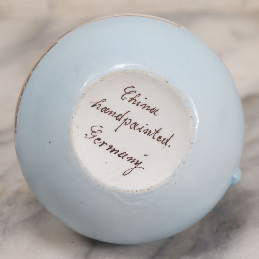 Lot 057 - Vintage Hand Painted German China Creamer Pitcher With Old Man Of The Mountain, White Mountains New Hampshire Souvenir Scene, 3-3/4" H