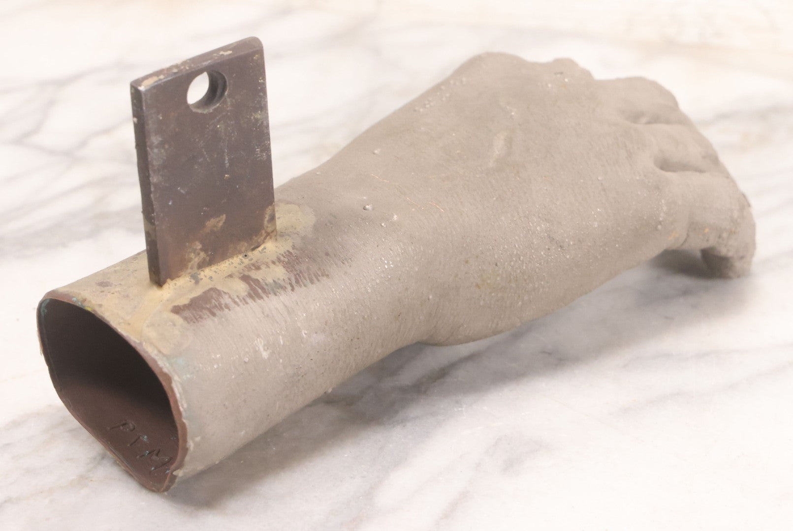 Lot 058 - Vintage Metal Mold For Casting Creepy Hand / Monster Hand Prop With Copper Eyelets And Wall-Mount Bracket, Stamped "Hm7P," 9-3/4" L