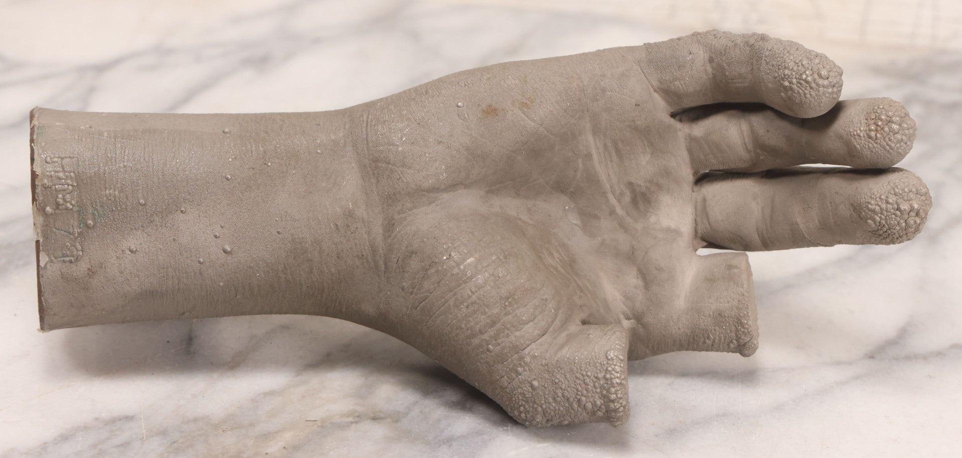 Lot 058 - Vintage Metal Mold For Casting Creepy Hand / Monster Hand Prop With Copper Eyelets And Wall-Mount Bracket, Stamped "Hm7P," 9-3/4" L