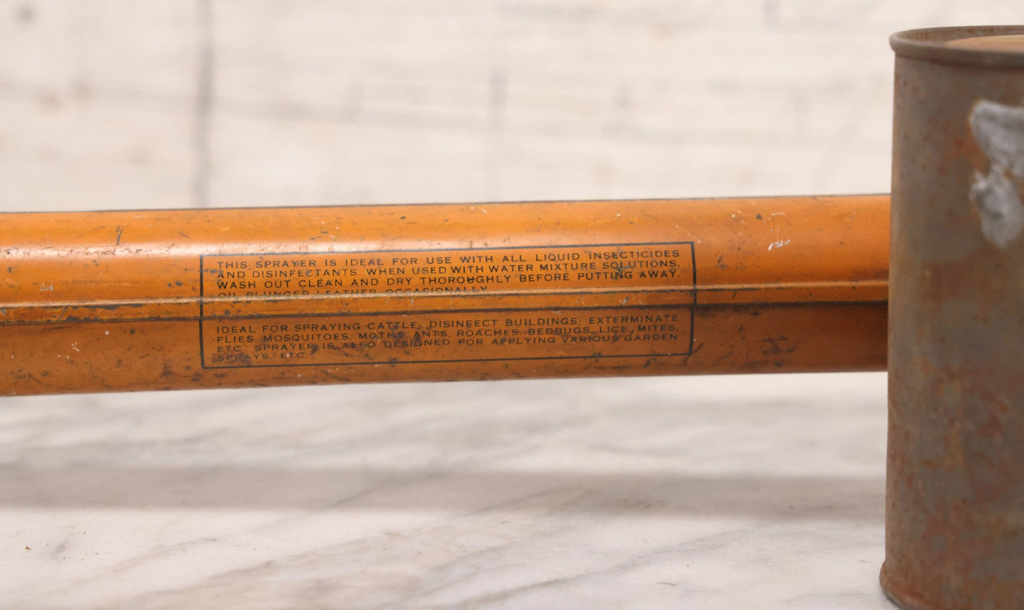 Lot 059 - Antique “Fly Ded” Insect Sprayer With Fly Graphics, Tin Lithograph, Manufactured By Midwa Chemical Company, Chicago, Illinois, Copyright 1926, 16" L