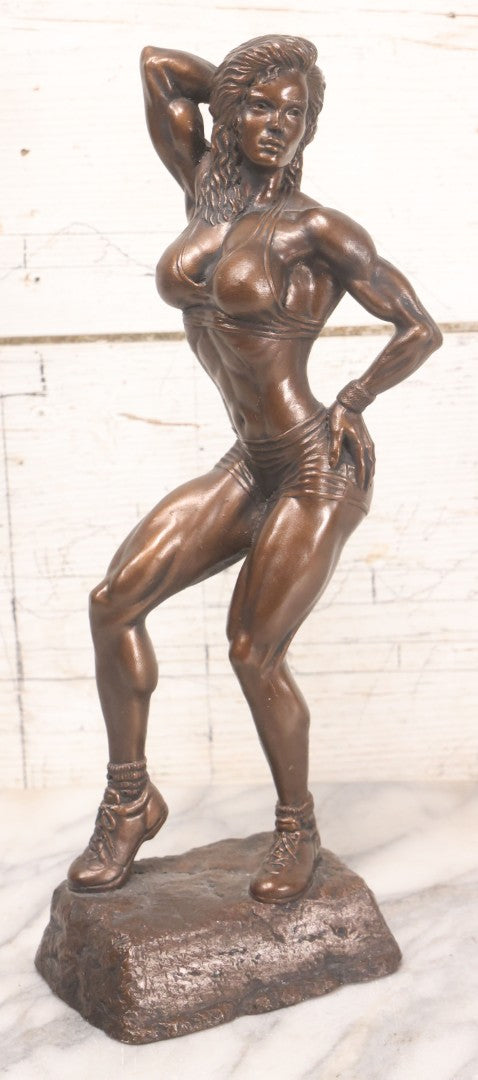 Lot 060 - Modern Niels Andersen “Fitness” Poly-Resin Sculpture Depicting Female Fitness Competitor Posing On Base, 14" H