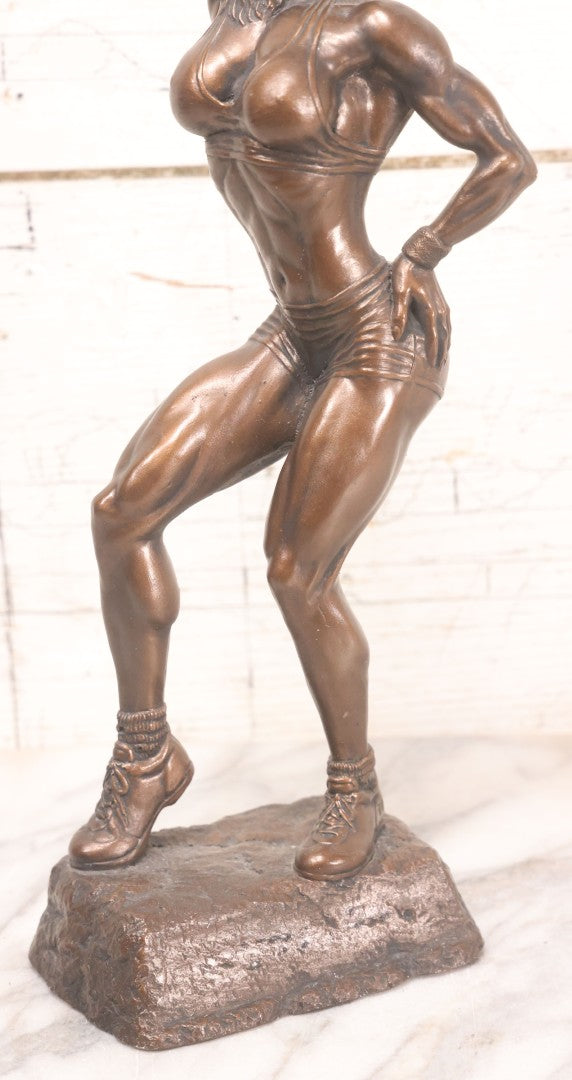 Lot 060 - Modern Niels Andersen “Fitness” Poly-Resin Sculpture Depicting Female Fitness Competitor Posing On Base, 14" H