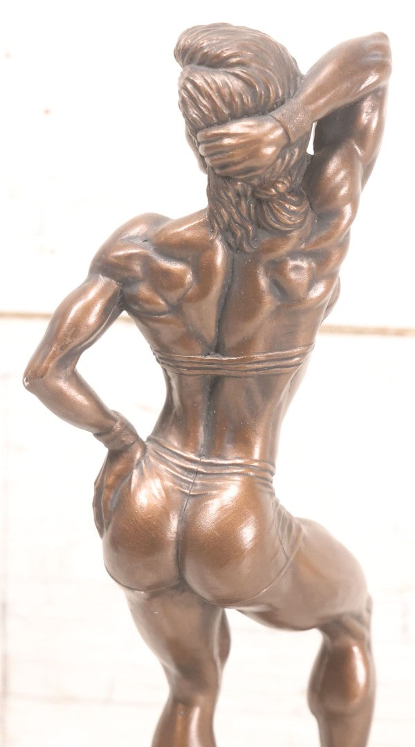 Lot 060 - Modern Niels Andersen “Fitness” Poly-Resin Sculpture Depicting Female Fitness Competitor Posing On Base, 14" H