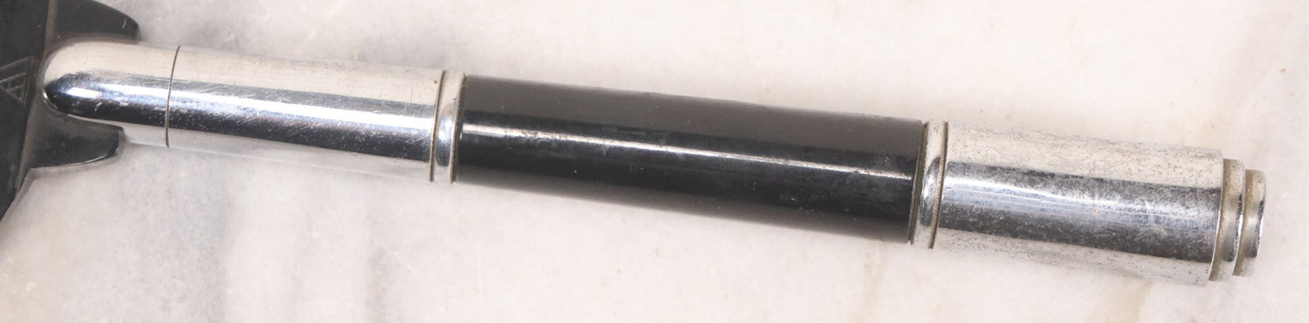 Lot 062 - Vintage Art Deco Hand Mirror With Black Circular Mirror Head And Chrome Handle, Circa 1940s 12-3/4" L