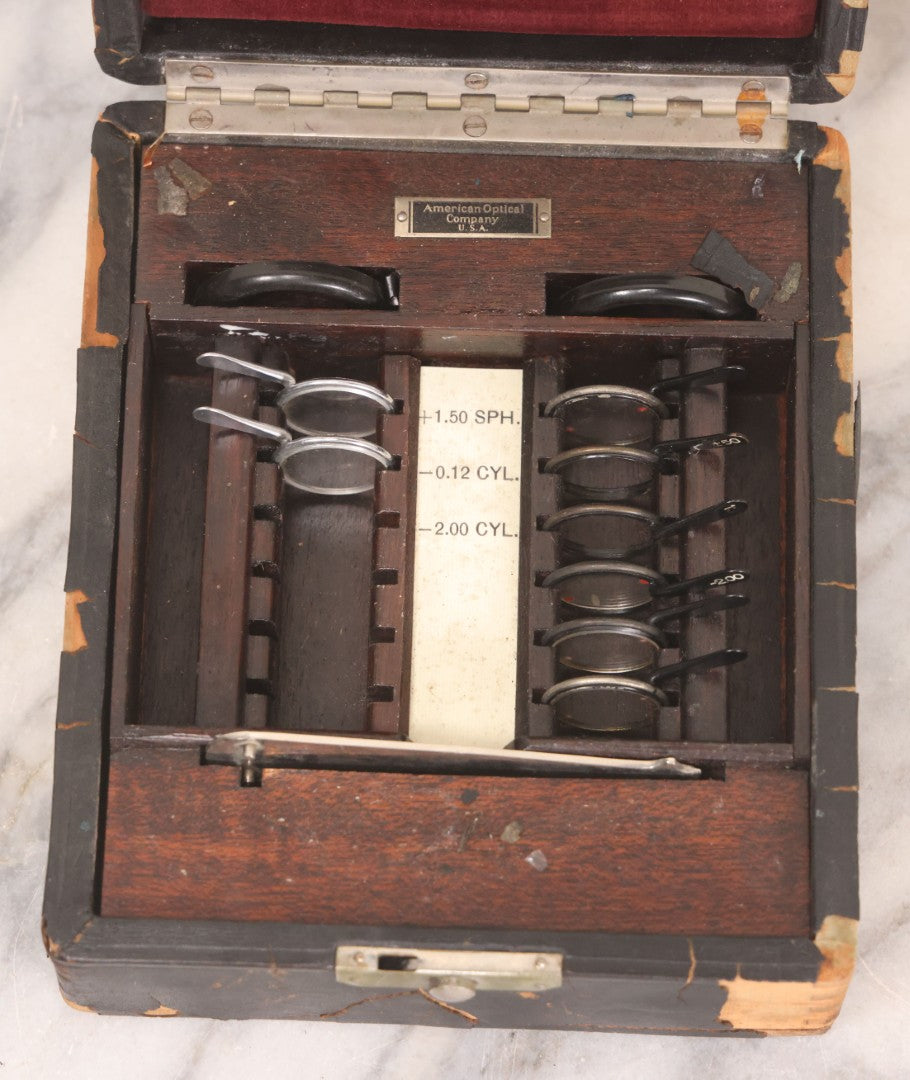 Lot 066 - Antique American Optical Company Optometrist / Trial Lens Kit In Case, U.S.A., Circa 1920s Partial Set