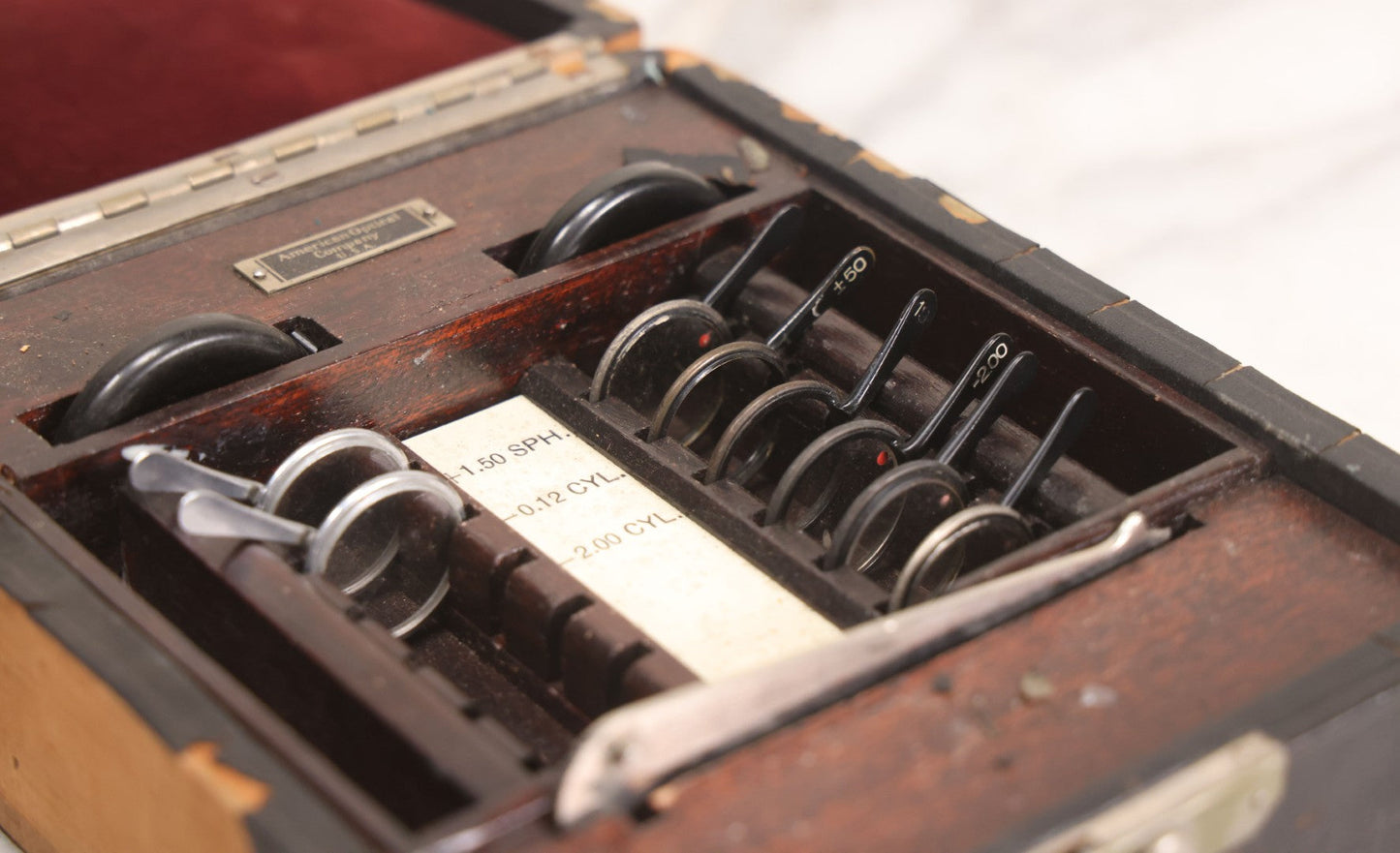 Lot 066 - Antique American Optical Company Optometrist / Trial Lens Kit In Case, U.S.A., Circa 1920s Partial Set
