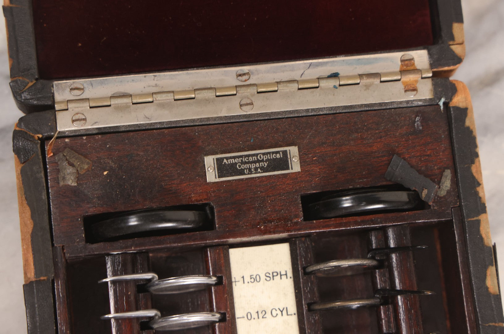 Lot 066 - Antique American Optical Company Optometrist / Trial Lens Kit In Case, U.S.A., Circa 1920s Partial Set