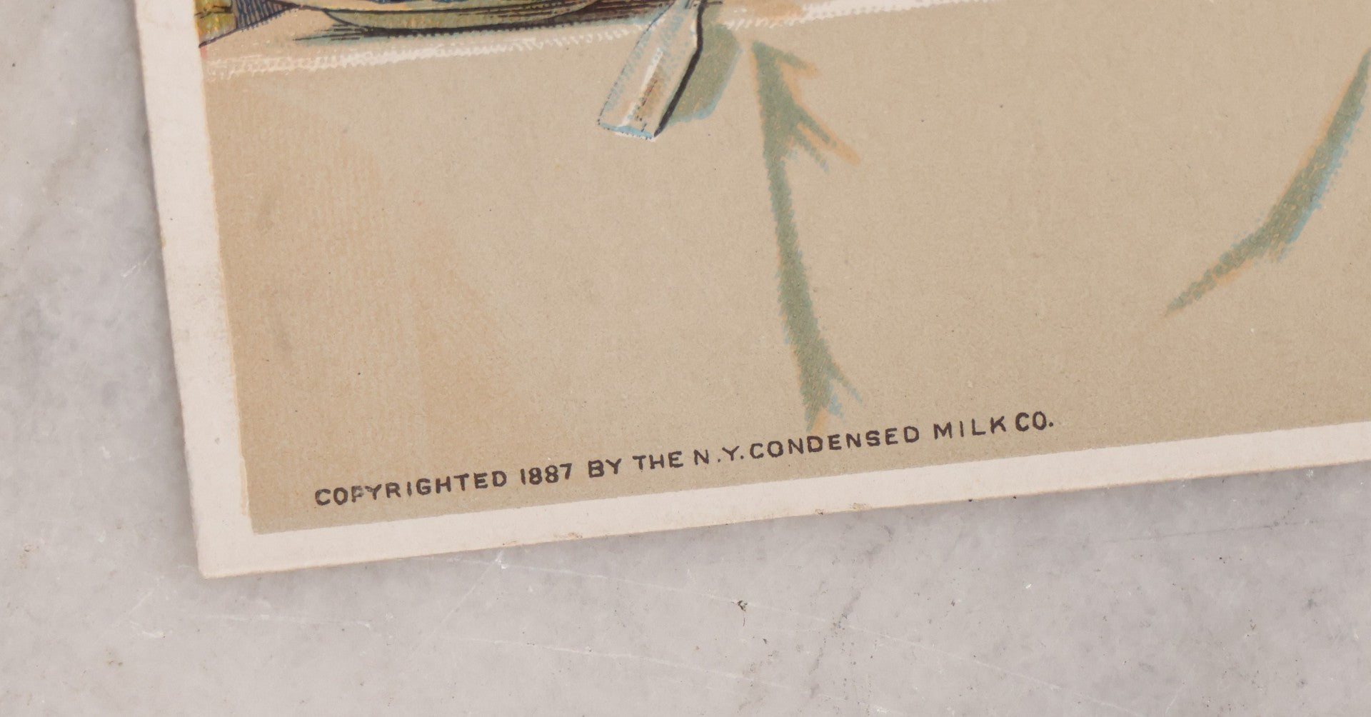 Lot 068 - Pair Of Antique Nursing Bottle Ephemera Pieces Depicting Early Nursing Bottles, So-Called “Murder Bottles,” 1902 Valentine By Walter Wirths And 1887 N.Y. Condensed Milk Co. Trade Card