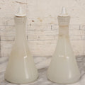 Lot 071 - Pair Of Antique Barber Shop / Hair Tonic Bottles With Porcelain Spouts, Frosted Glass, 7-7/8" H Each