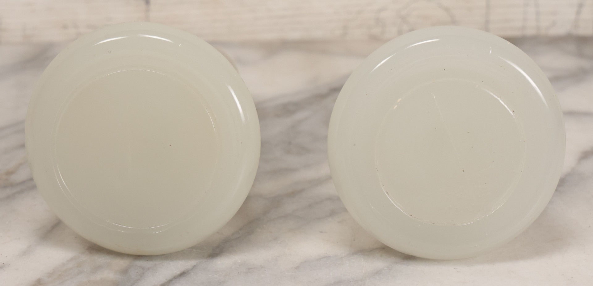 Lot 071 - Pair Of Antique Barber Shop / Hair Tonic Bottles With Porcelain Spouts, Frosted Glass, 7-7/8" H Each