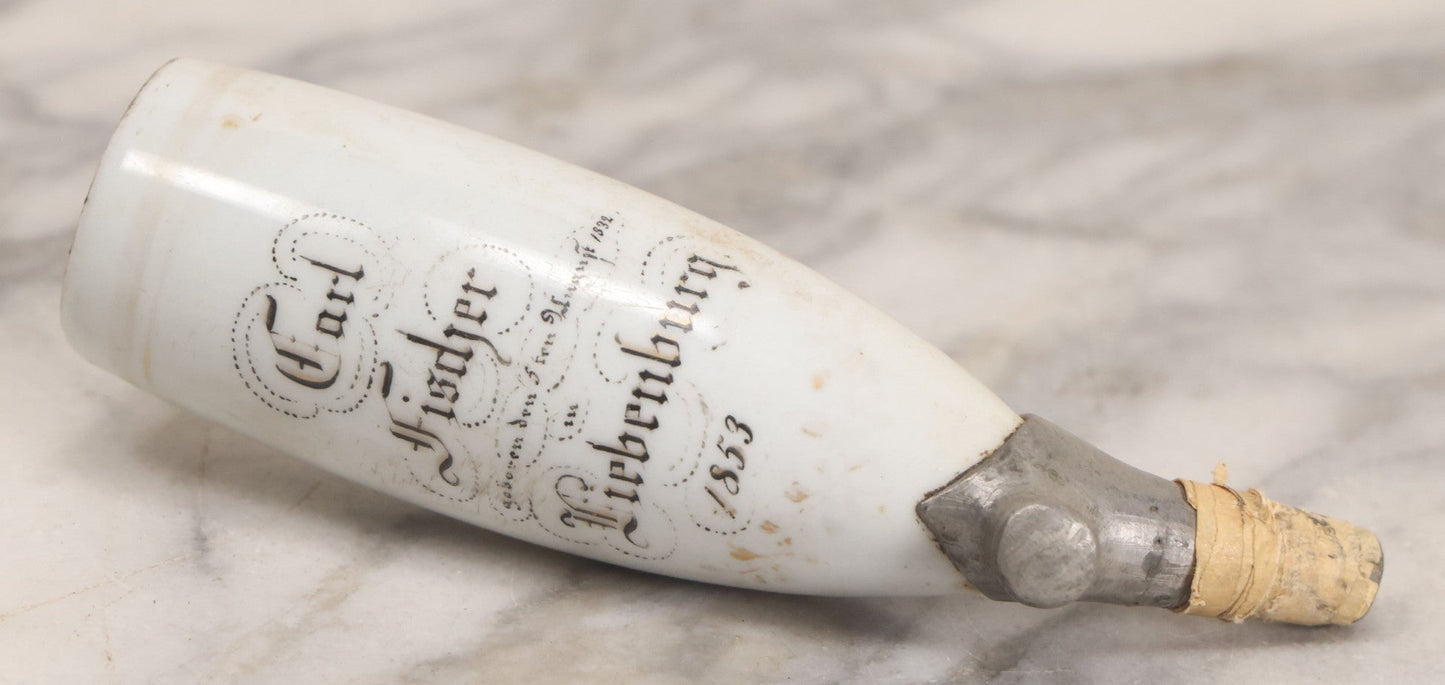 Lot 072 - Antique German Porcelain Tobacco Pipe Bowl, Carl Fischer In Liebenburg, Dated 1853, Missing Stem, 5-1/2" H