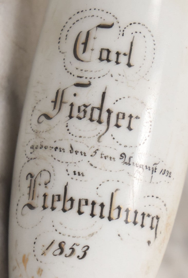 Lot 072 - Antique German Porcelain Tobacco Pipe Bowl, Carl Fischer In Liebenburg, Dated 1853, Missing Stem, 5-1/2" H