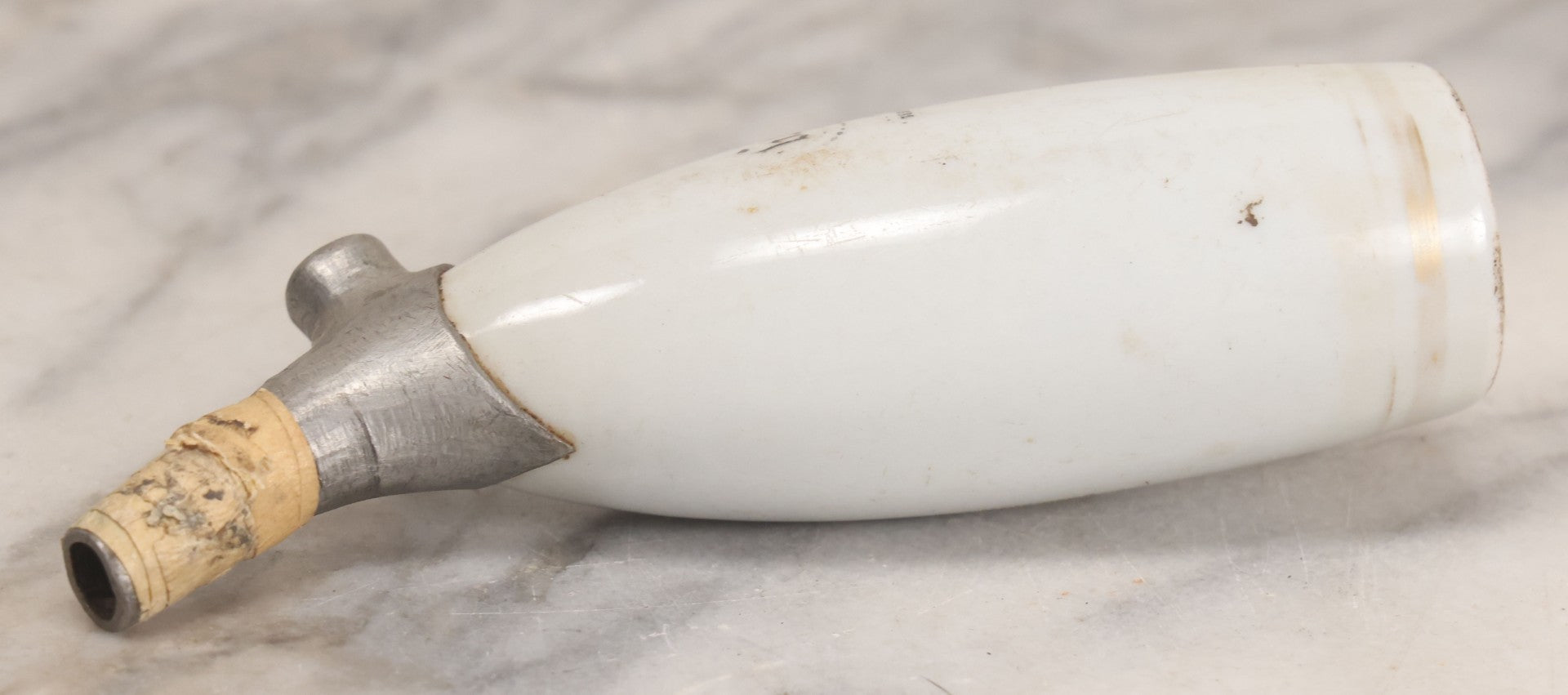 Lot 072 - Antique German Porcelain Tobacco Pipe Bowl, Carl Fischer In Liebenburg, Dated 1853, Missing Stem, 5-1/2" H