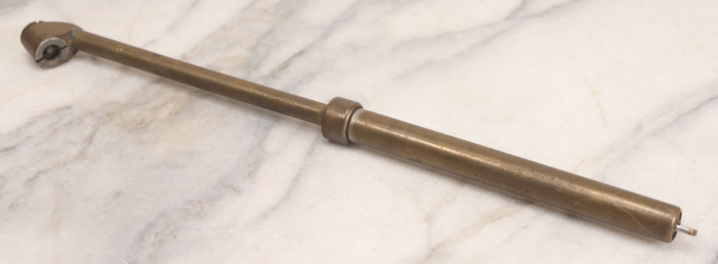 Lot 073 - Vintage Brass Schrader Service Tire Gauge, Manufactured By A. Schrader's Son (Division Of Scovill Mfg. Co.), Brooklyn, New York, 12-1/2" L
