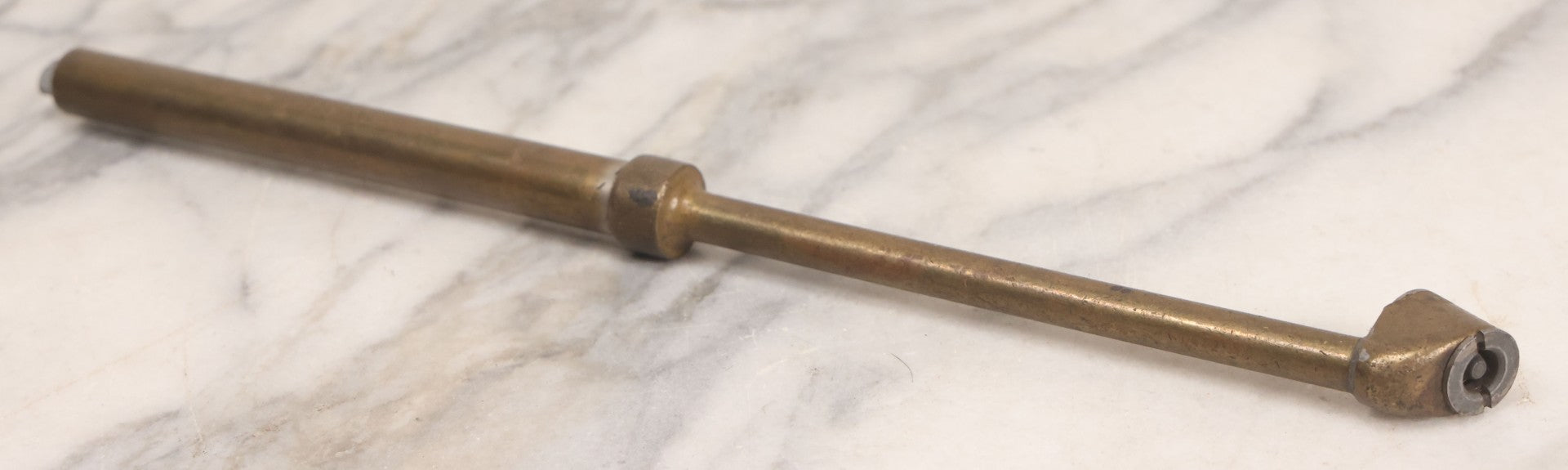 Lot 073 - Vintage Brass Schrader Service Tire Gauge, Manufactured By A. Schrader's Son (Division Of Scovill Mfg. Co.), Brooklyn, New York, 12-1/2" L