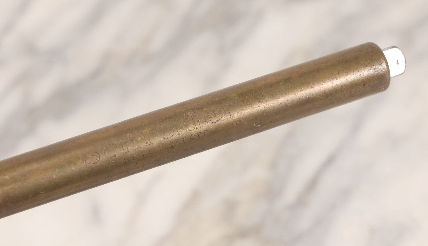 Lot 073 - Vintage Brass Schrader Service Tire Gauge, Manufactured By A. Schrader's Son (Division Of Scovill Mfg. Co.), Brooklyn, New York, 12-1/2" L