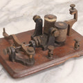 Lot 075 - Antique Morse Code Telegraph Sounder And Key Assembly On Wood Base, Likely Incomplete