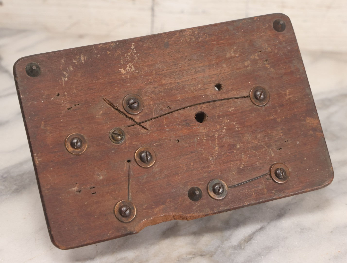 Lot 075 - Antique Morse Code Telegraph Sounder And Key Assembly On Wood Base, Likely Incomplete