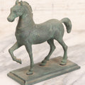 Lot 081 - Vintage Patinated Metal Horse Figurine On Rectangular Base, 6" H