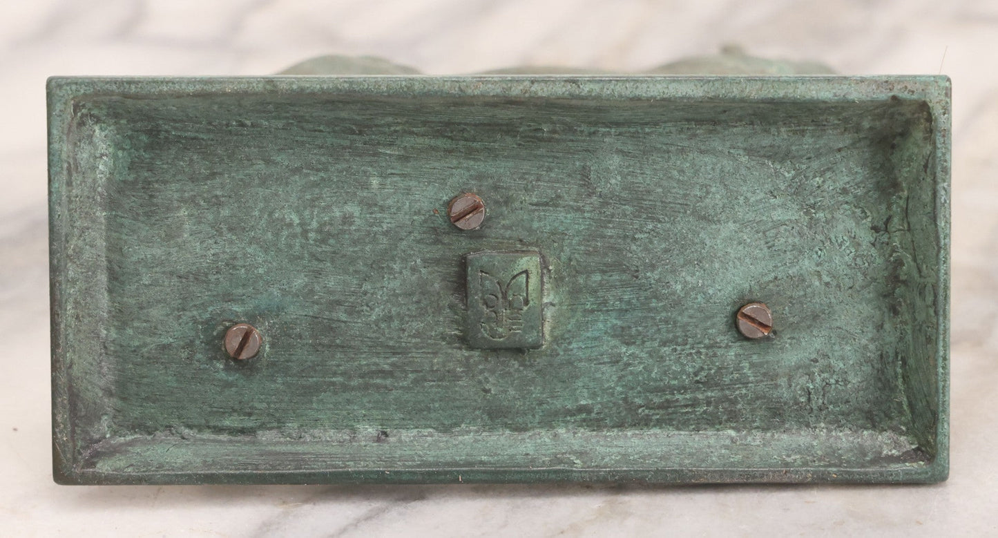 Lot 081 - Vintage Patinated Metal Horse Figurine On Rectangular Base, 6" H