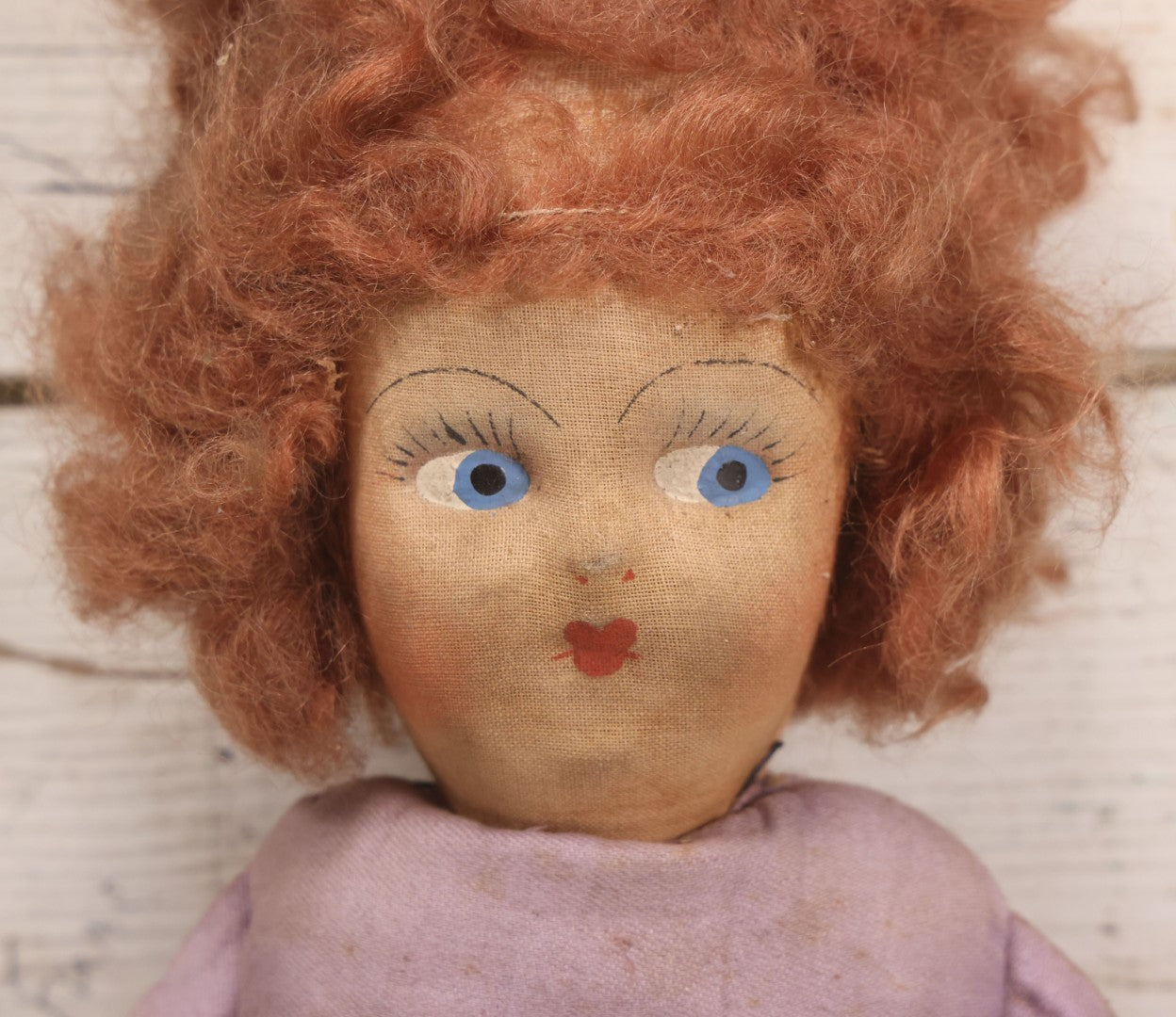 Lot 082 - Antique Boudoir Doll With Painted Features, Mohair Wig, And Floppy Lavender-Pink Body, 27" L