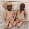 Lot 085 - Pair Of Vintage Cloth Dolls With Painted Features, One With String Hair, Circa 1930s-1950s 13" H Each