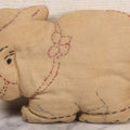 Lot 087 - Vintage Homemade Cloth Pig Plush Stuffed Animal Toy With Embroidered Features, 9" W